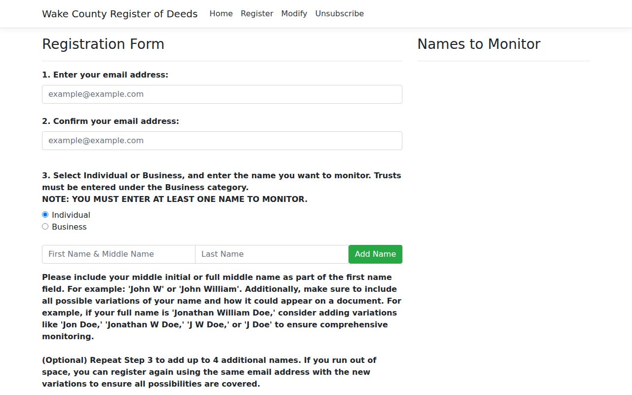 Cary previous residents Wake recording alert form