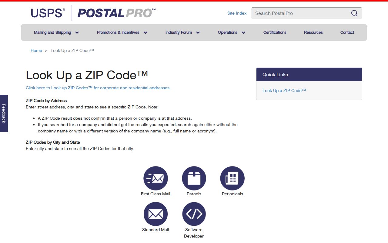Cary ZIP code directory view of the USPS ZIP Code Lookup interface